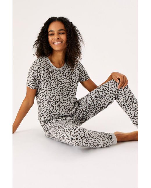 Accessorize Brown Leopard Print Jersey Pyjama Set
