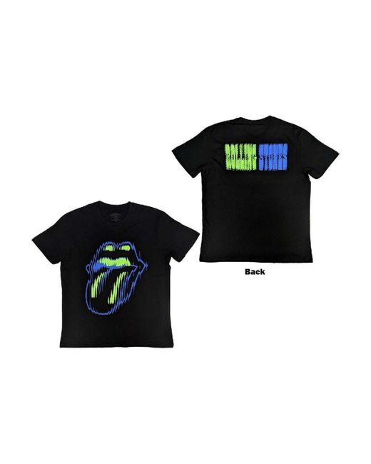 The Rolling Stones Black Distorted Tongue T-shirt for men
