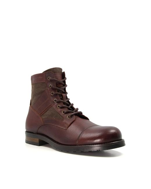 Dune Brown 'cornered' Leather Casual Boots for men