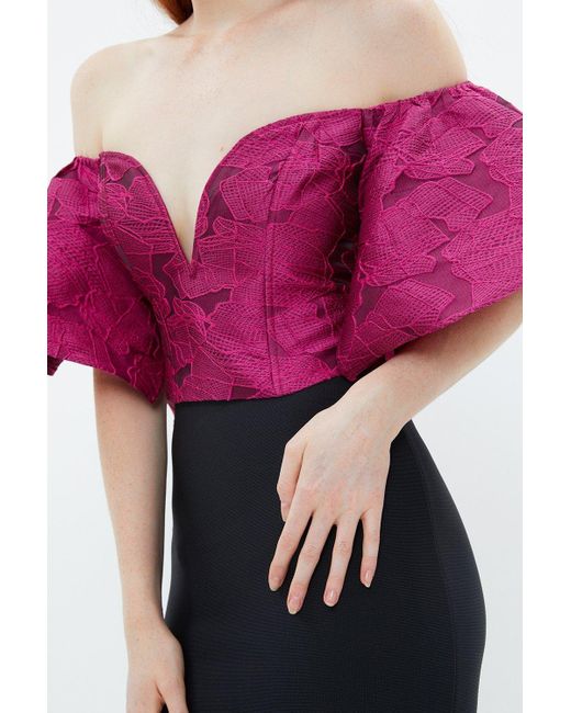 Coast Pink Fluted Sleeve Top In Jacquard