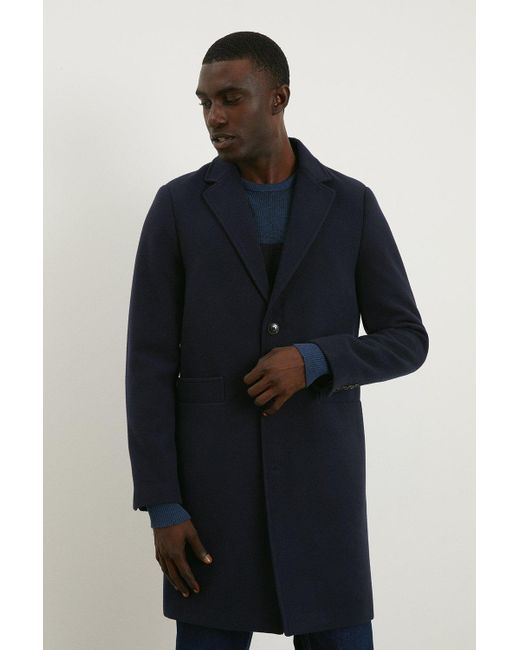 Burton Blue Signature 3 Button Epsom Overcoat for men