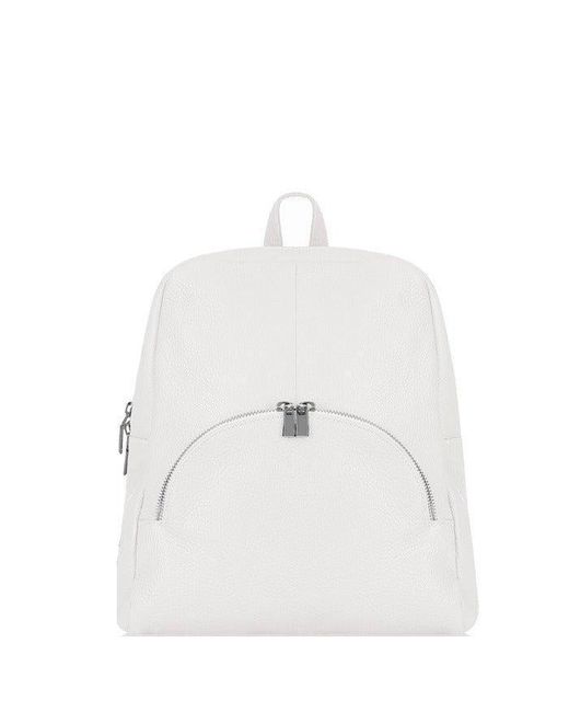 Sostter White Small Pebbled Leather Backpack - Baerd