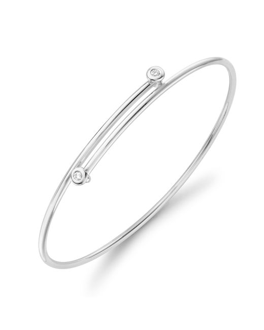 Jewelco London 18ct White Gold Diamond Twin Donut Crossover Bangle 1.5mm 5pts - Bgnr02077