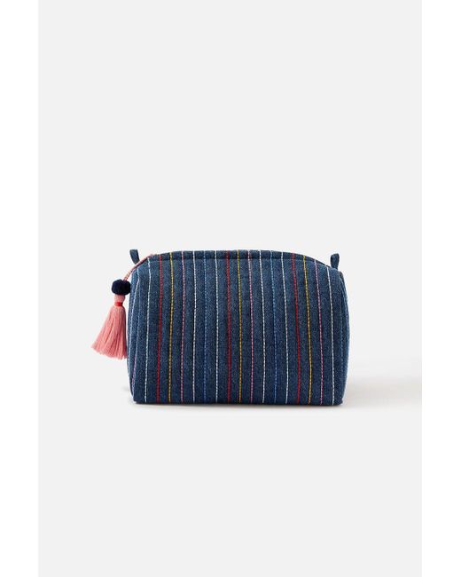 Accessorize Blue Rainbow Stitch Wash Bag
