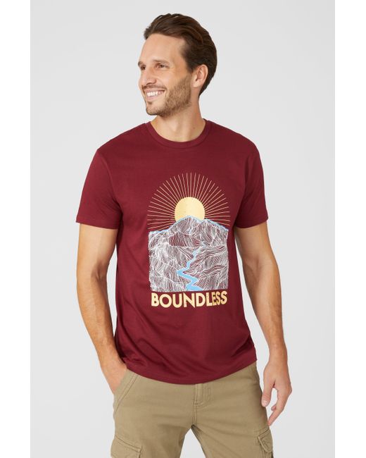 Mantaray Red Boundless Printed Tee for men