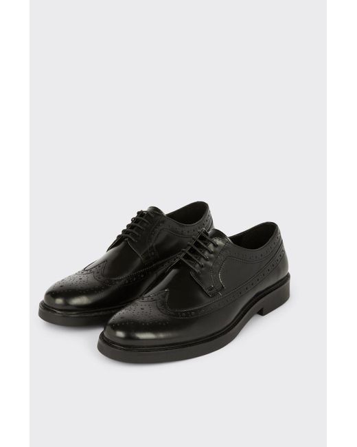Burton Black Leather Smart Derby Brogue Shoes for men