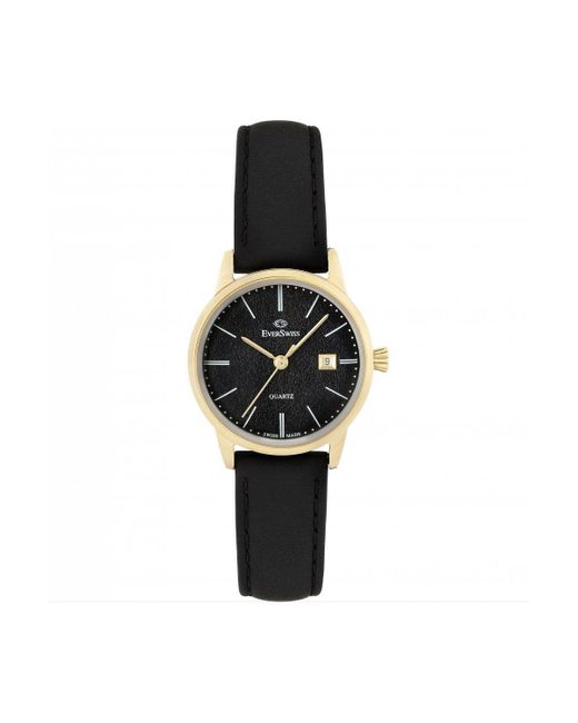 EverSwiss Black Classic Gold Plated Stainless Steel Fashion Analogue Watch - 4331-llb