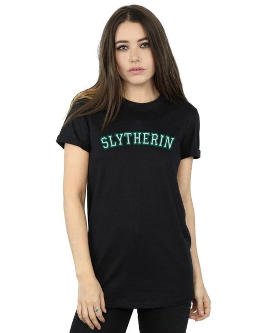 Harry Potter Black Collegial Slytherin Cotton Boyfriend T-shirt