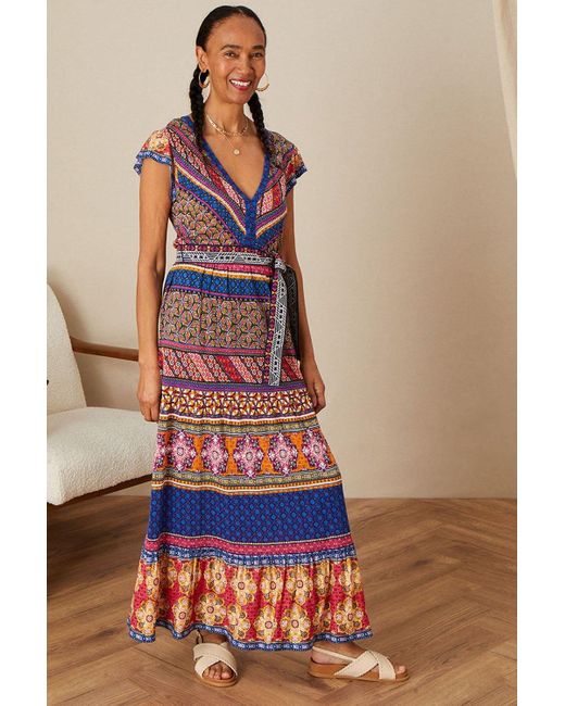 Monsoon Multicolor Colourful Multi Print Belted Dress