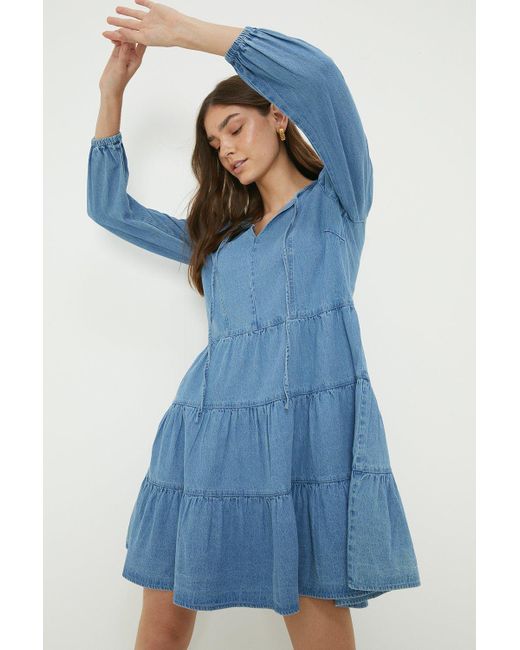 Dorothy Perkins Blue Denim Smock Mini Dress