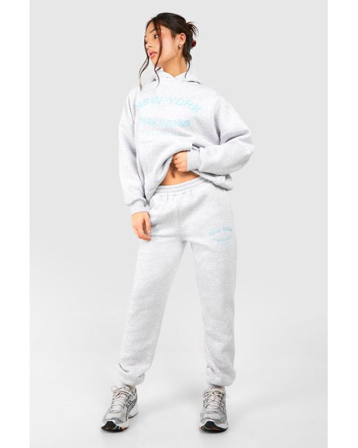 Boohoo White Petite New York Embroidered Tracksuit