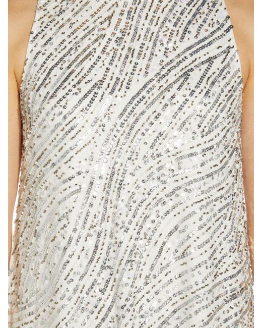 Adrianna Papell White Beaded Trapeze Dress