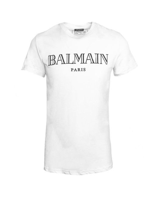 Balmain Logo Print White T-shirt for men
