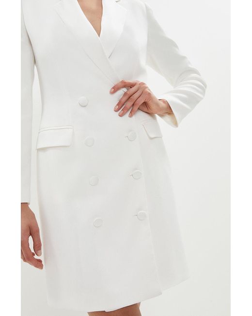Coast White Satin Trim Double Breasted Blazer Mini Dress
