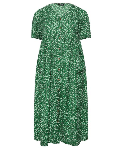 Yours Green Printed Smock Dress