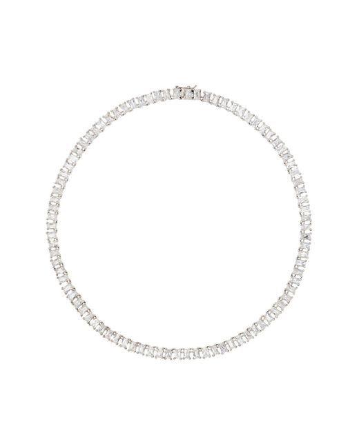Latelita London White Baguette Tennis Necklace Silver