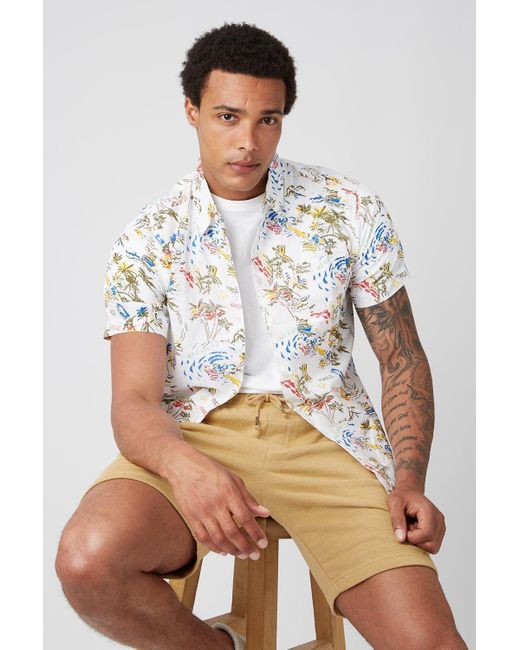 Burton White Hawaiian Print Shirt for men