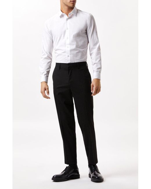 Burton Tapered Fit Black Smart Trousers for men