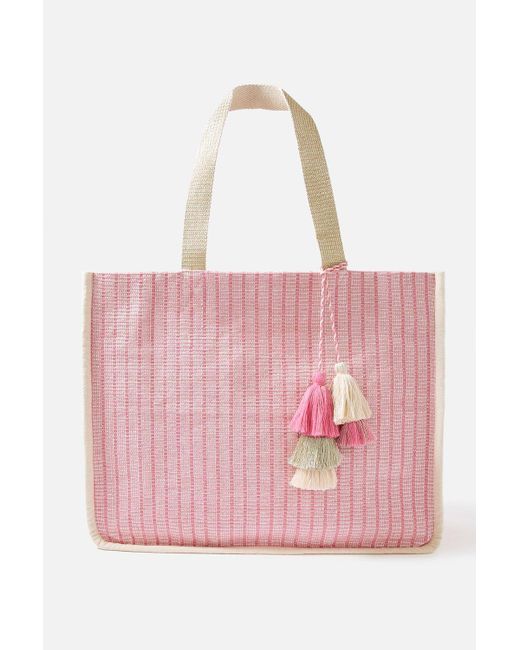 Accessorize Pink 'esme' Woven Tote Bag