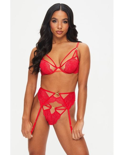 Ann Summers Lovers Lace Non Padded Plunge Bra in Red