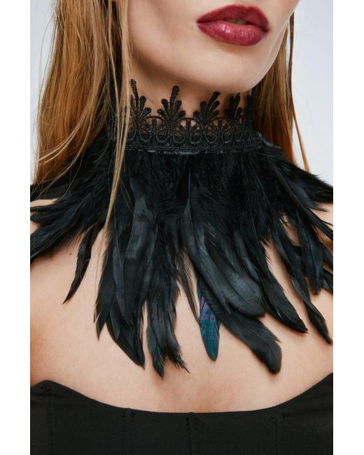 Nasty Gal Black Feather Detail Choker Necklace