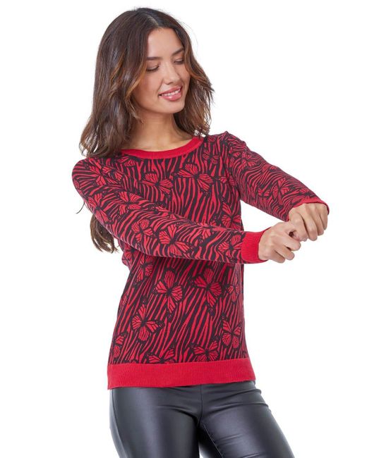 Roman Red Butterfly Sparkle Embellished Jumper