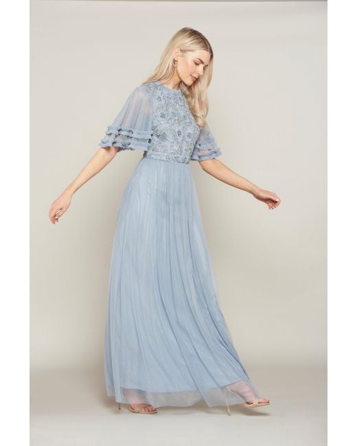 Amelia Rose Blue Embellished Maxi Dress