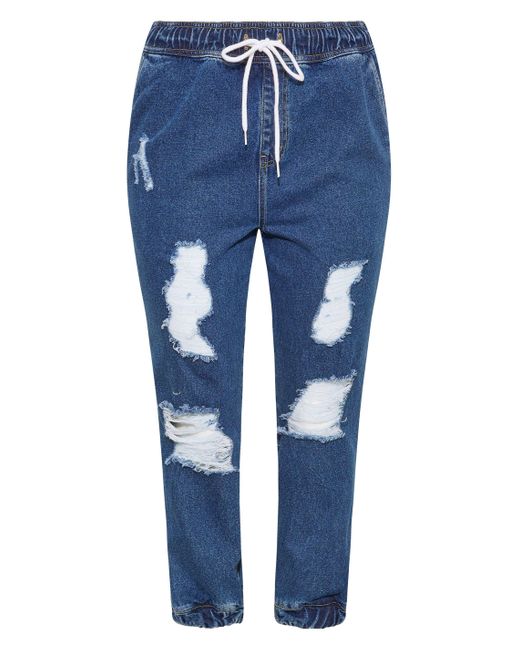 Yours Blue Ripped Jogger Jeans