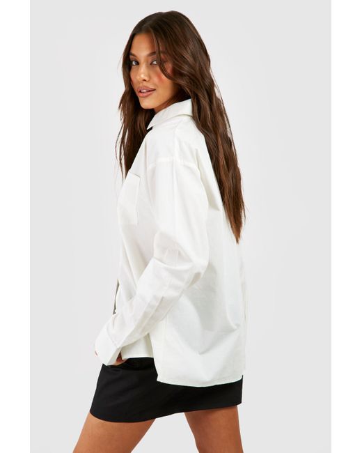 Boohoo White Oversized Pocket Detail Shirt