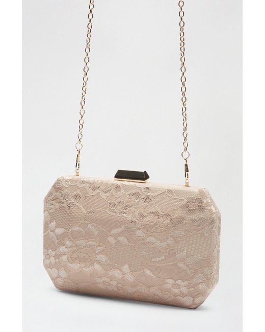 Dorothy Perkins Natural Structured Textured Lace Box Clutch Bag