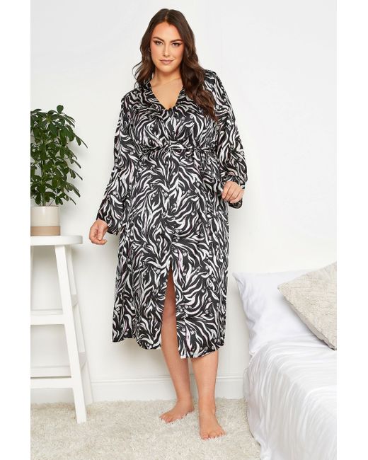 Yours Black Printed Dressing Gown