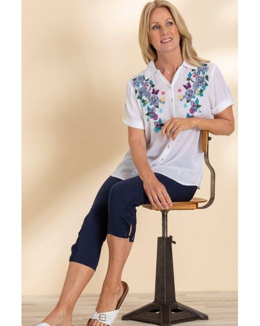 Anna Rose Blue Embroidered Blouse
