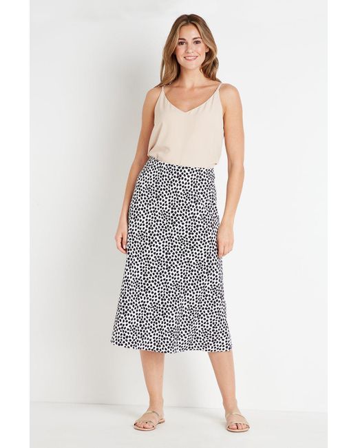 Wallis Gray Monochrome Spot Midi Skirt