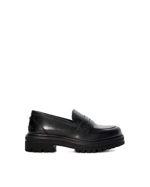 Dune Black 'gliding' Leather Loafers
