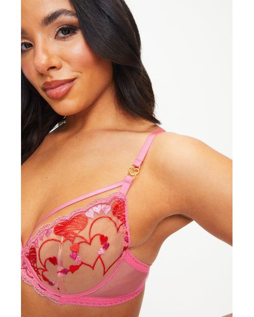 Ann Summers Red Heart Bouquet Non Padded Plunge Bra