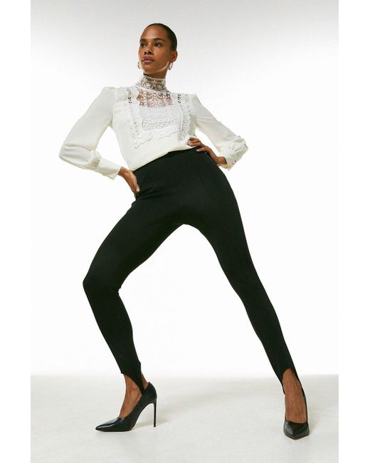 Karen Millen Black Italian Structured Jersey Stirrup Legging
