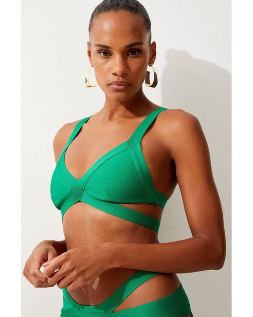 Karen Millen Green Bandage Strappy Bikini Top