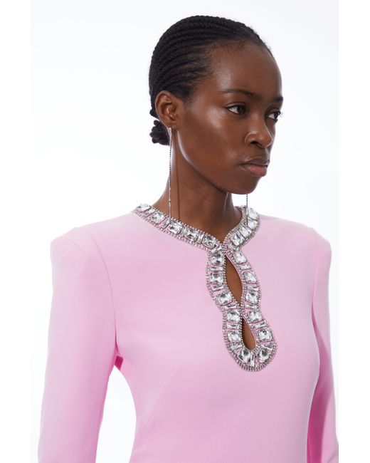 Karen Millen Pink Petite Cut Out Embellished Woven Maxi Dress