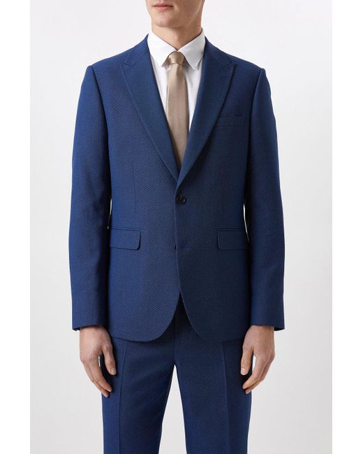Burton Plus And Tall Slim Fit Blue Birdseye Suit Jacket for men