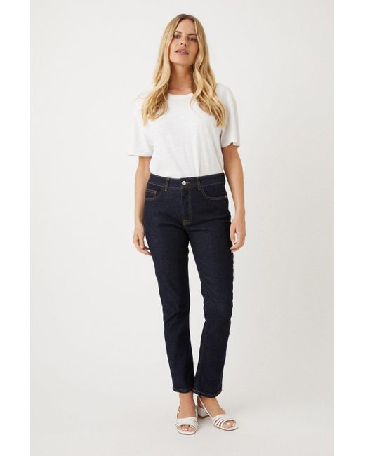 Wallis Blue Petite Harper Straight Leg Jeans