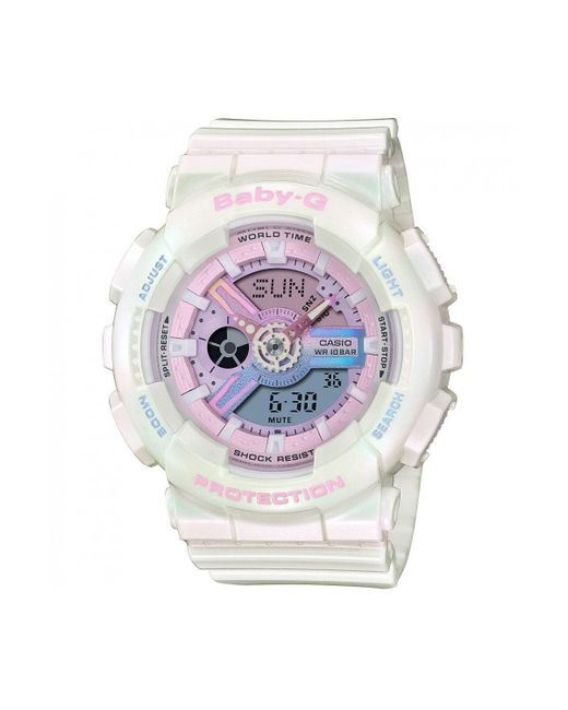 G-Shock White Ba-110pl-7a1er Plastic/resin Classic Quartz Watch - Ba-110pl-7a1er
