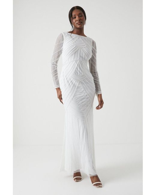 Coast White Deco Beadwork Long Sleeve Wedding Dress