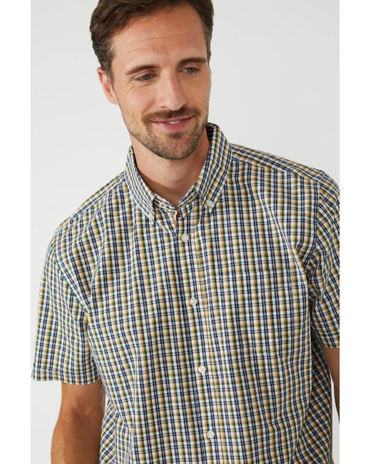 MAINE Multicolor Mini Check Short Sleeve Shirt for men