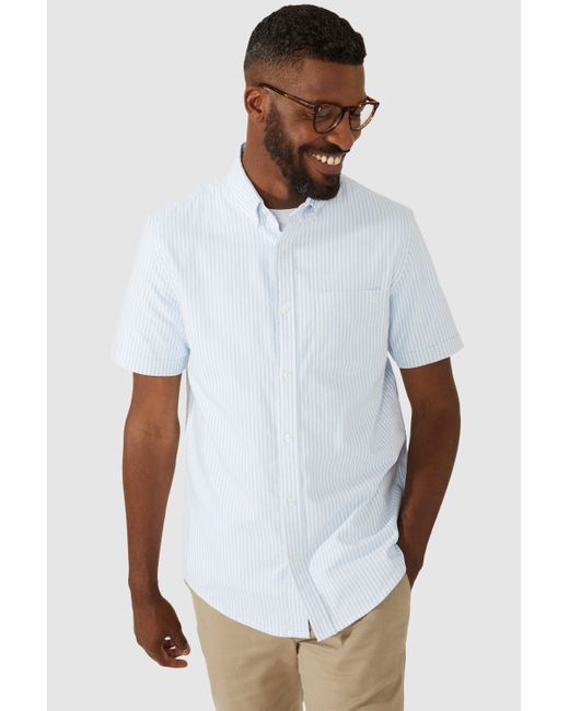 MAINE White Oxford Stripe Ss Shirt for men