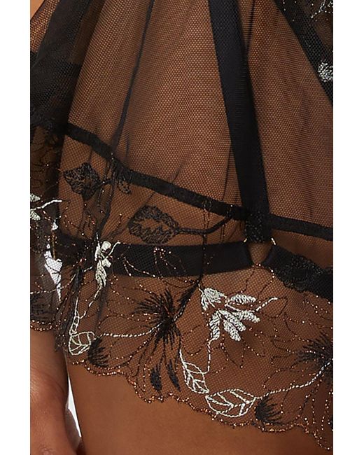 Wolf & Whistle Black Aria And Gold Lace Suspender Skirt