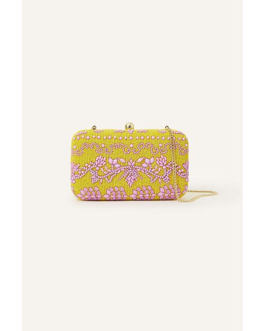 Accessorize Yellow Hand-beaded Hardcase Clutch Bag