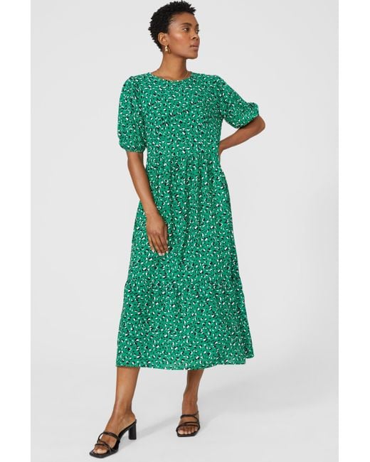 PRINCIPLES Green Printed Tiered Midi Dress