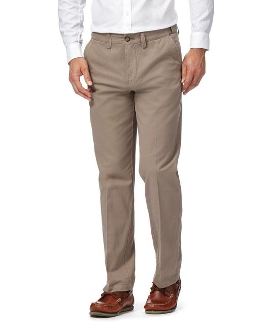 MAINE Natural Grey Tailored Cotton Chino Trousers for men