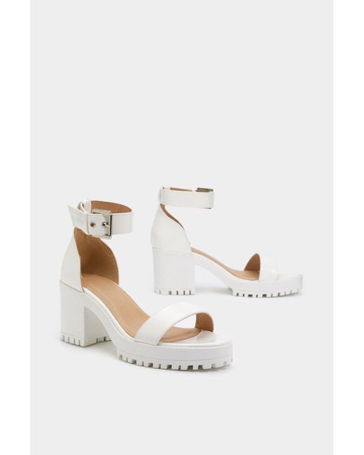 Nasty Gal White Cleat It Fancy Faux Leather Sandals