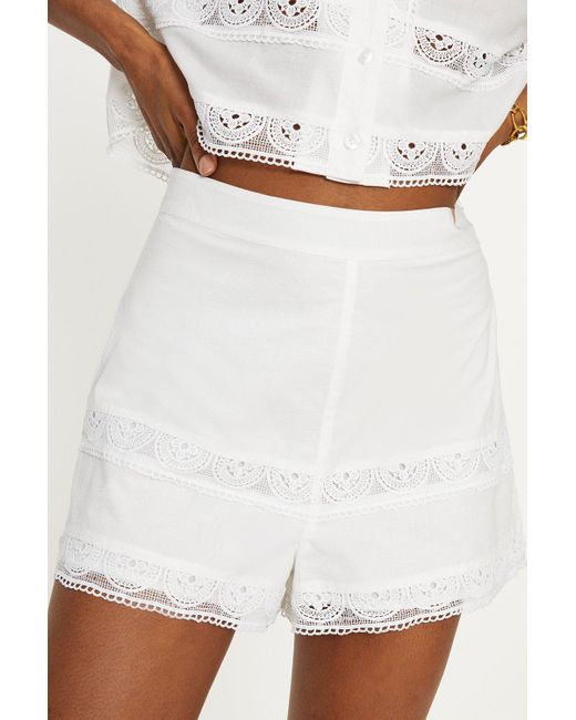 Oasis White Lace Insert Cotton Shorts